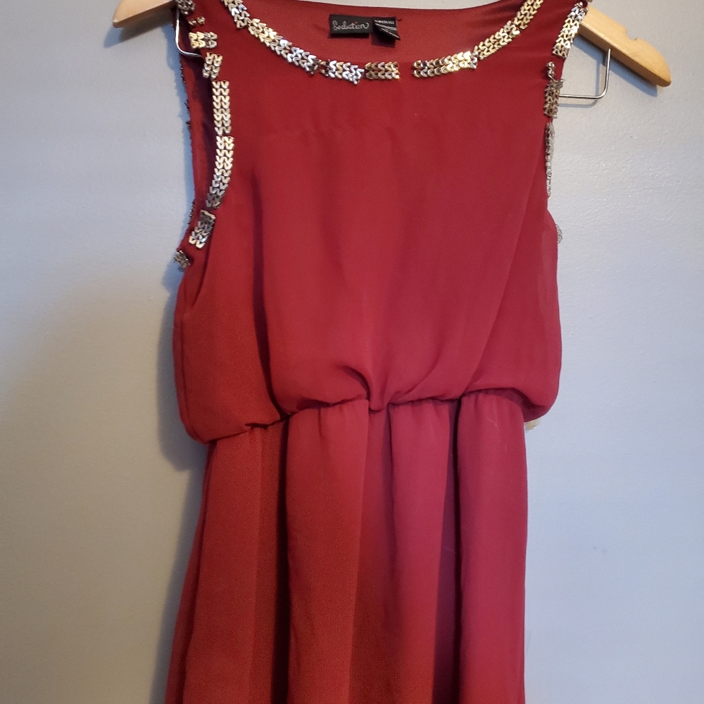 Seduction Burgundy Flowy High Low Dress - Size S (Damaged)